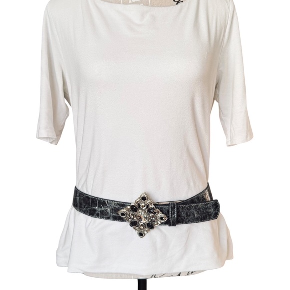 Leatherock Black Crackle Leather Belt Square Crystal Buckle main image 4